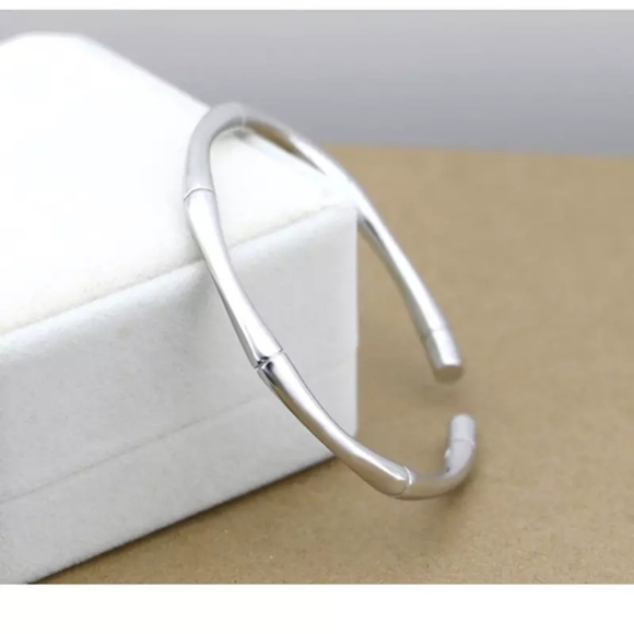 MEN | NEW Small Solid Bamboo S925 Adjustable Cuff Bracelet - Picture 8 of 16